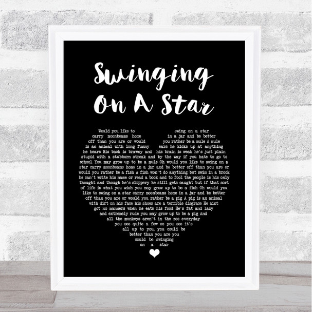 Bruce Willis Swinging On A Star Black Heart Song Lyric Music Wall Art Print