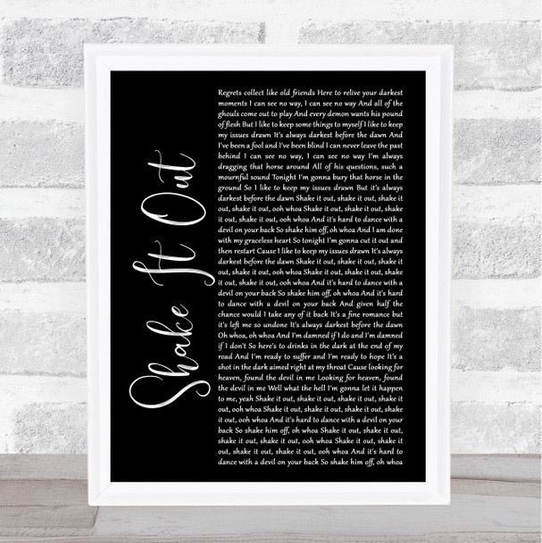 Florence + The Machine Shake It Out Black Script Song Lyric Poster Print