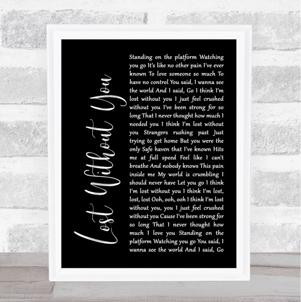 Freya Ridings Lost Without You Black Script Song Lyric Poster Print