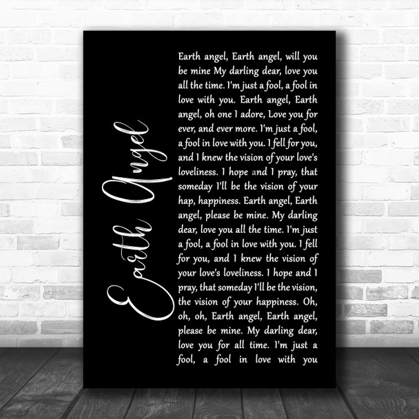 Marvin Berry & The Starlighters Earth Angel Black Script Song Lyric Poster Print