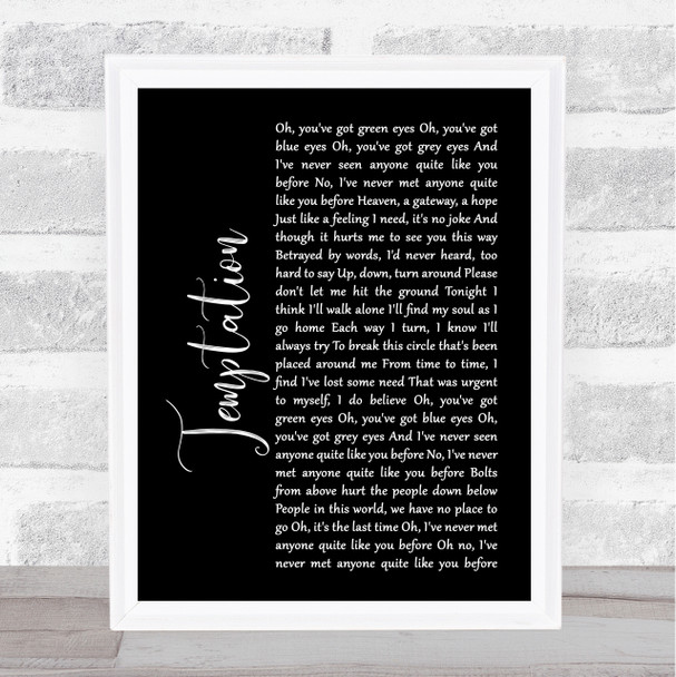 New Order Temptation Black Script Song Lyric Poster Print