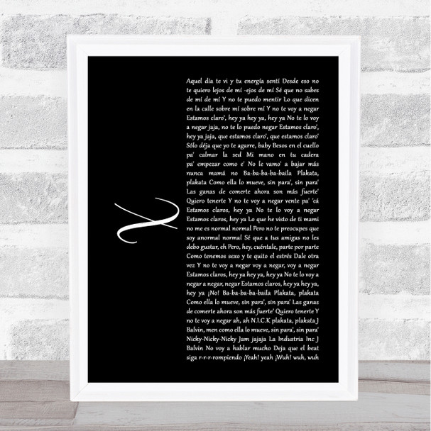 Nicky Jam x J Balvin X Black Script Song Lyric Poster Print