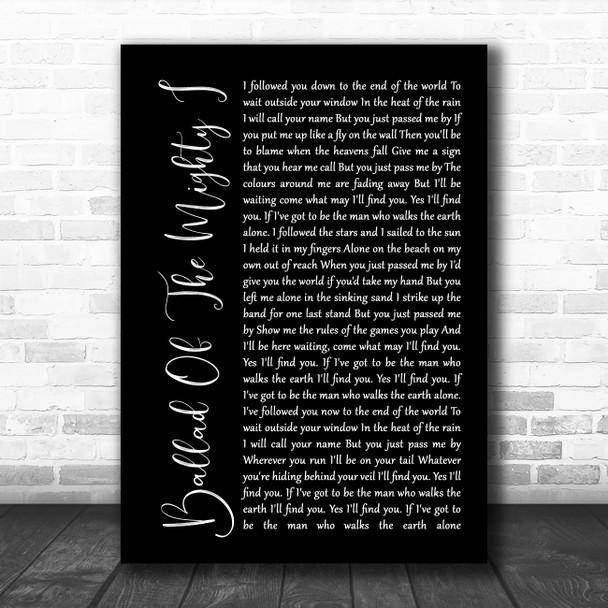 Noel Gallagher's High Flying Birds Ballad Of The Mighty I Black Script Song Lyric Poster Print