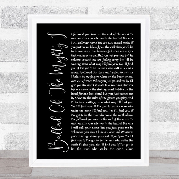 Noel Gallagher's High Flying Birds Ballad Of The Mighty I Black Script Song Lyric Poster Print