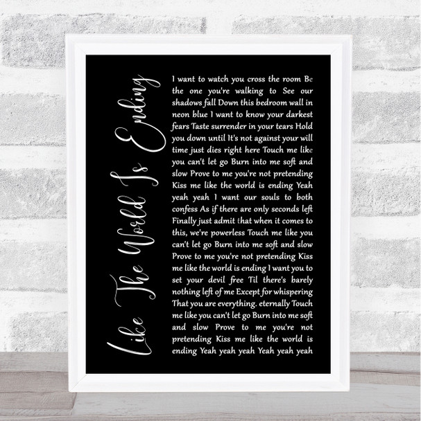 Richard Marx Like The World Is Ending Black Script Song Lyric Poster Print