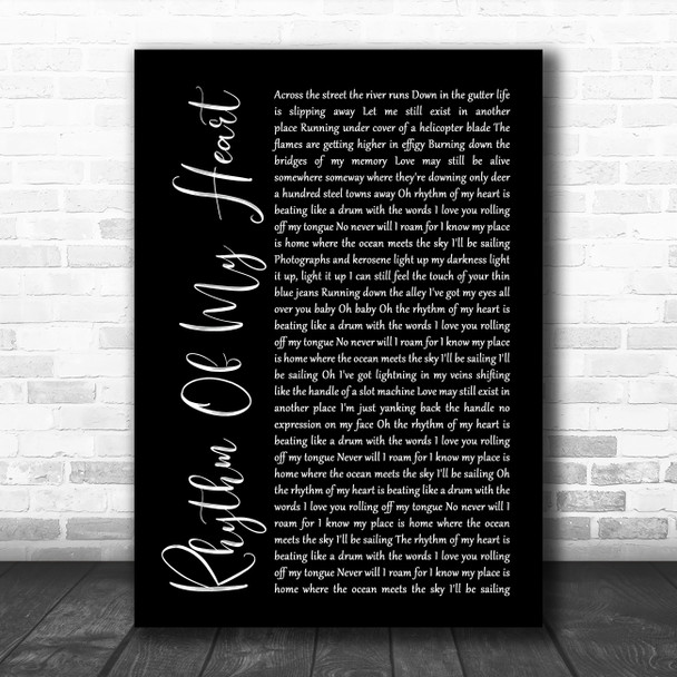 Rod Stewart Rhythm Of My Heart Black Script Song Lyric Poster Print