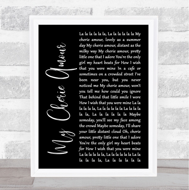 Stevie Wonder My Cherie Amour Black Script Song Lyric Poster Print