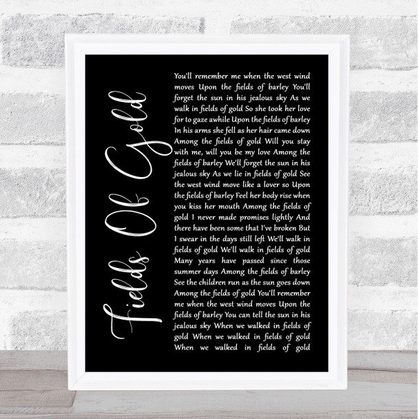 Sting Fields Of Gold Black Script Song Lyric Poster Print