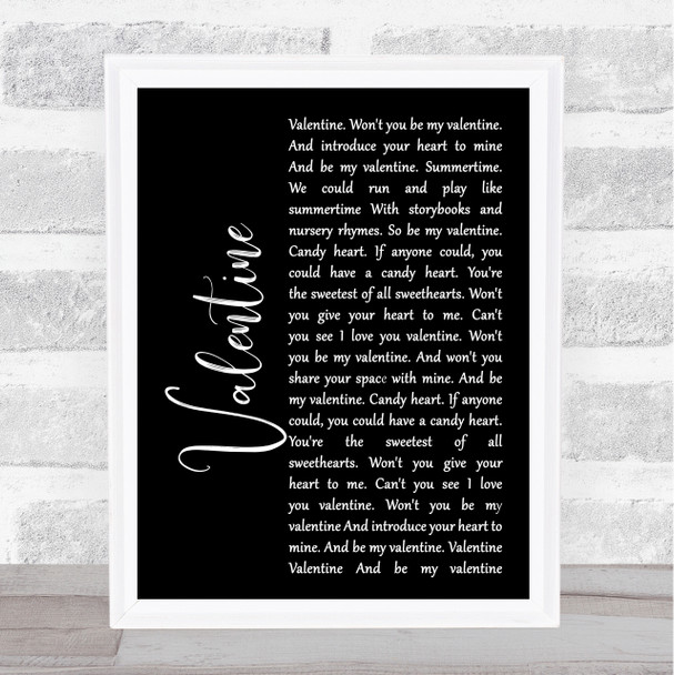 The Beautiful South Valentine Black Script Song Lyric Poster Print