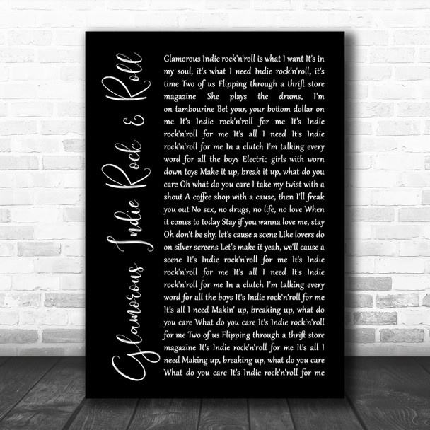 The Killers Glamorous Indie Rock & Roll Black Script Song Lyric Poster Print