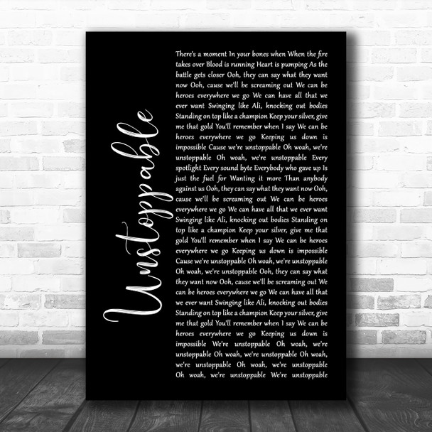 The Score Unstoppable Black Script Song Lyric Poster Print