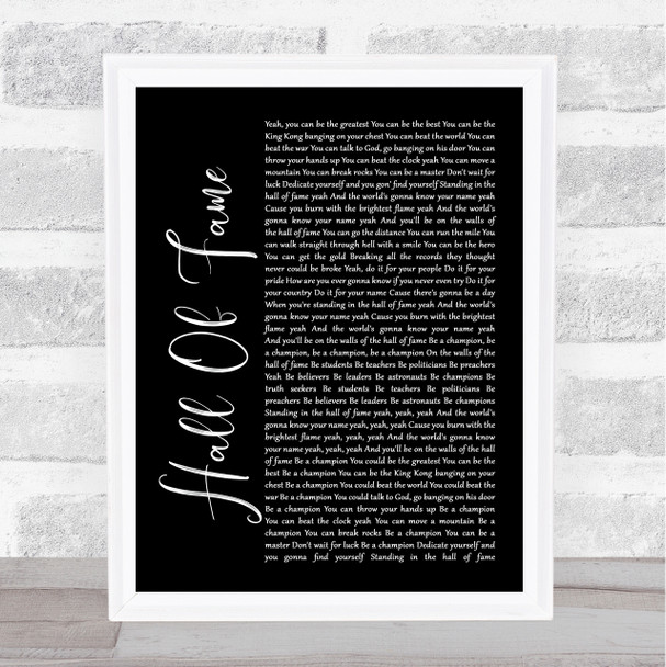 The Script Hall Of Fame Black Script Song Lyric Poster Print