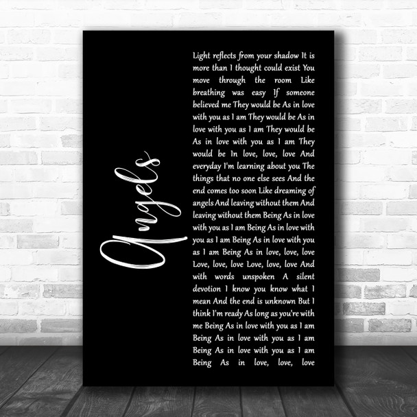 The xx Angels Black Script Song Lyric Poster Print