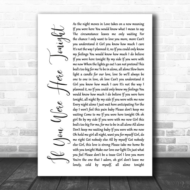 Alexander O'Neal If You Were Here Tonight White Script Song Lyric Poster Print