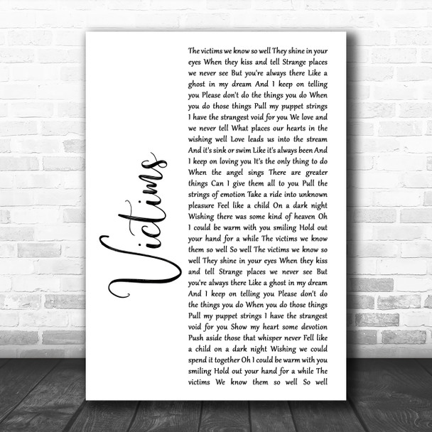 Culture Club Victims White Script Song Lyric Poster Print