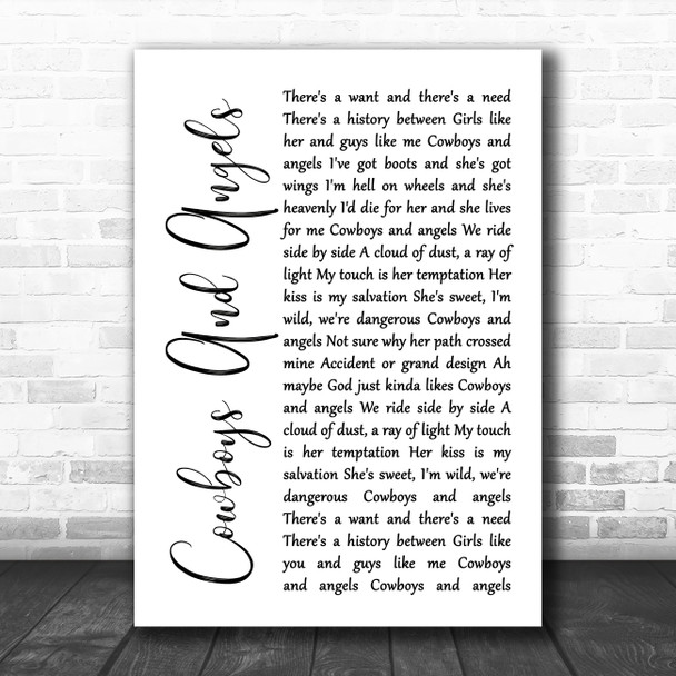 Dustin Lynch Cowboys And Angels White Script Song Lyric Poster Print