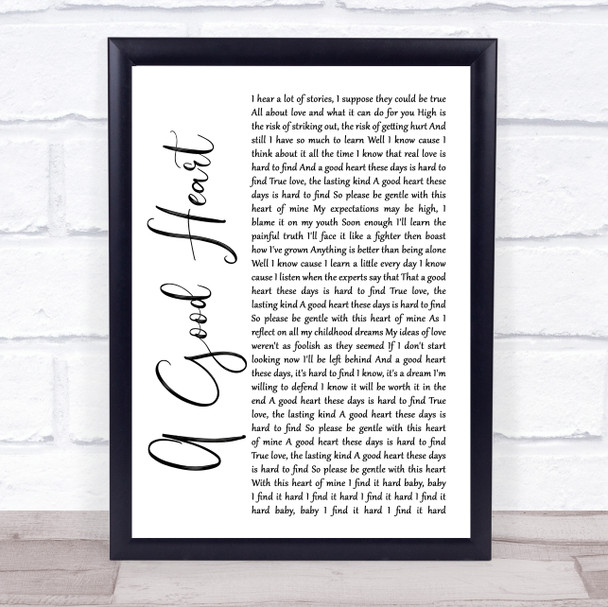 Feargal Sharkey A Good Heart White Script Song Lyric Poster Print