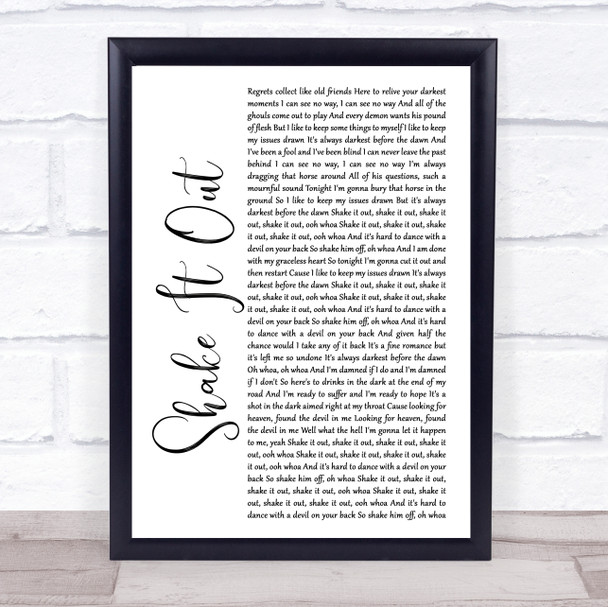 Florence + The Machine Shake It Out White Script Song Lyric Poster Print