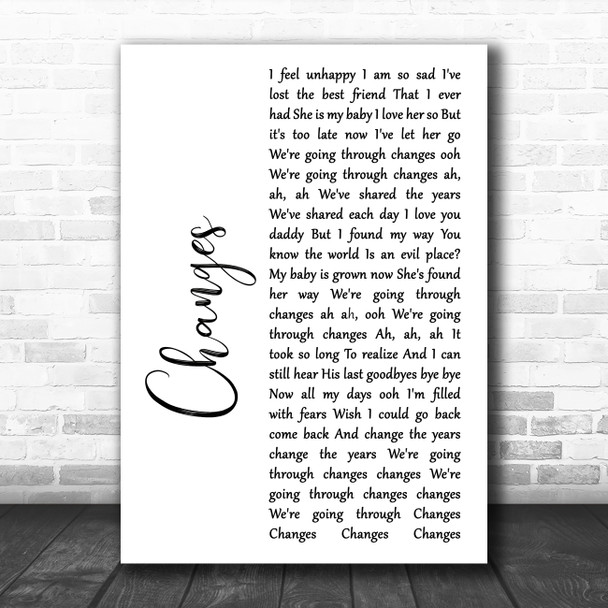 Kelly Osbourne feat. Ozzy Osbourne Changes White Script Song Lyric Poster Print