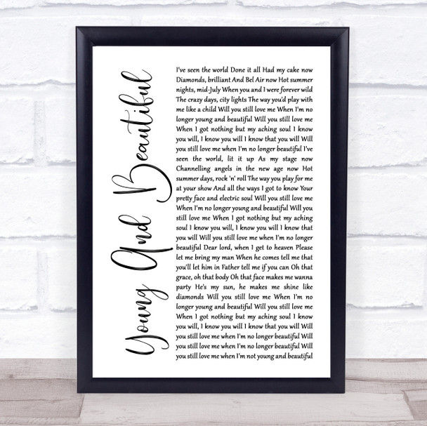 Lana Del Rey Young And Beautiful White Script Song Lyric Poster Print