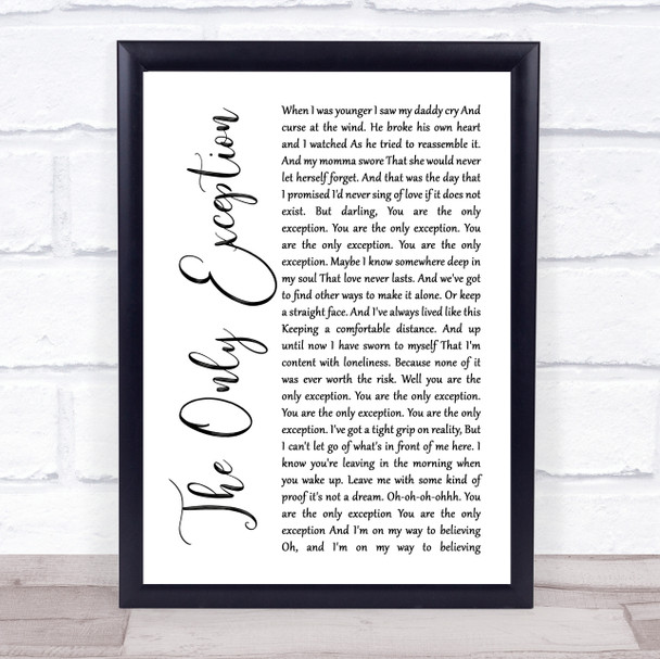 Paramore The Only Exception White Script Song Lyric Poster Print