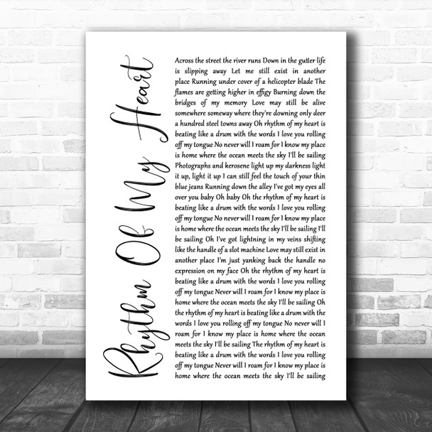 Rod Stewart Rhythm Of My Heart White Script Song Lyric Poster Print