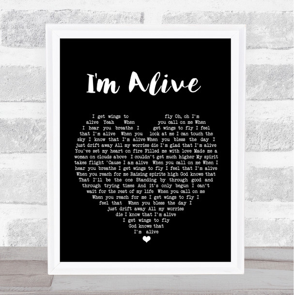 Celine Dion I'm Alive Black Heart Song Lyric Music Wall Art Print