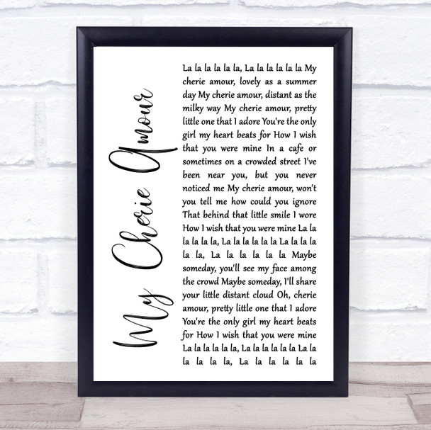 Stevie Wonder My Cherie Amour White Script Song Lyric Poster Print