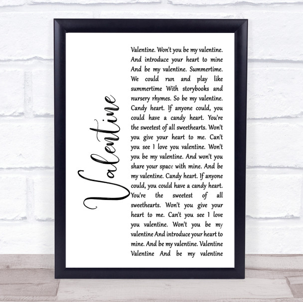 The Beautiful South Valentine White Script Song Lyric Poster Print