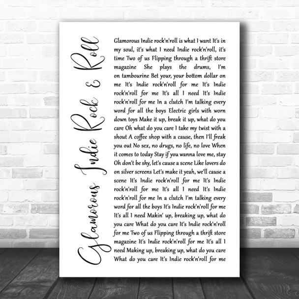 The Killers Glamorous Indie Rock & Roll White Script Song Lyric Poster Print