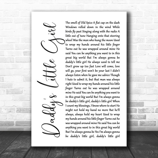 The Shires Daddy's Little Girl White Script Song Lyric Poster Print