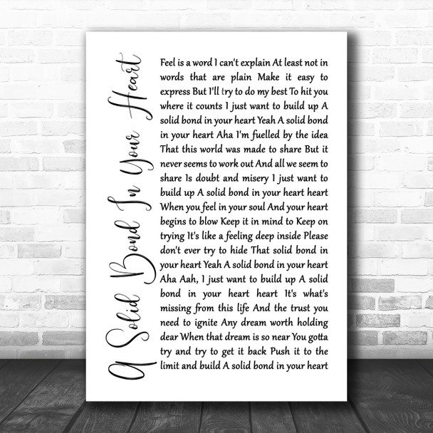 The Style Council A Solid Bond In Your Heart White Script Song Lyric Poster Print