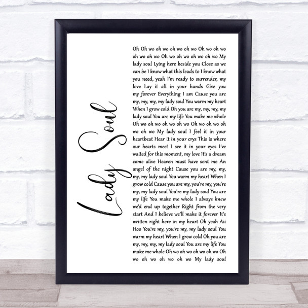 The Temptations Lady Soul White Script Song Lyric Poster Print