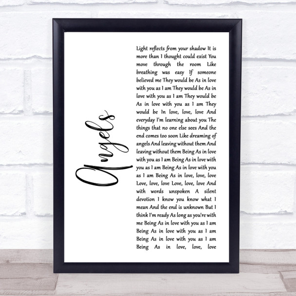 The xx Angels White Script Song Lyric Poster Print