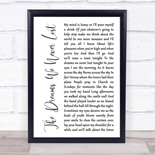 Tide Lines The Dreams We Never Lost White Script Song Lyric Poster Print