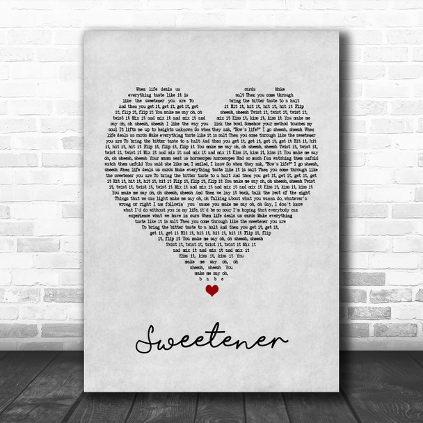 Ariana Grande Sweetener Grey Heart Song Lyric Poster Print