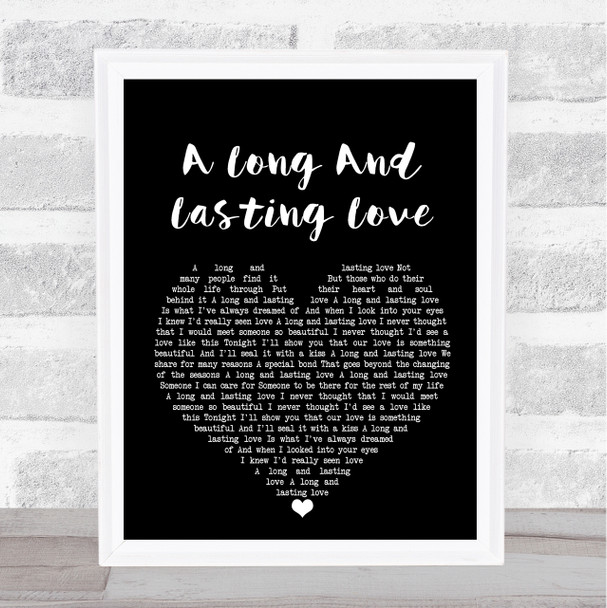 Crystal Gayle A Long And Lasting Love Black Heart Song Lyric Music Wall Art Print