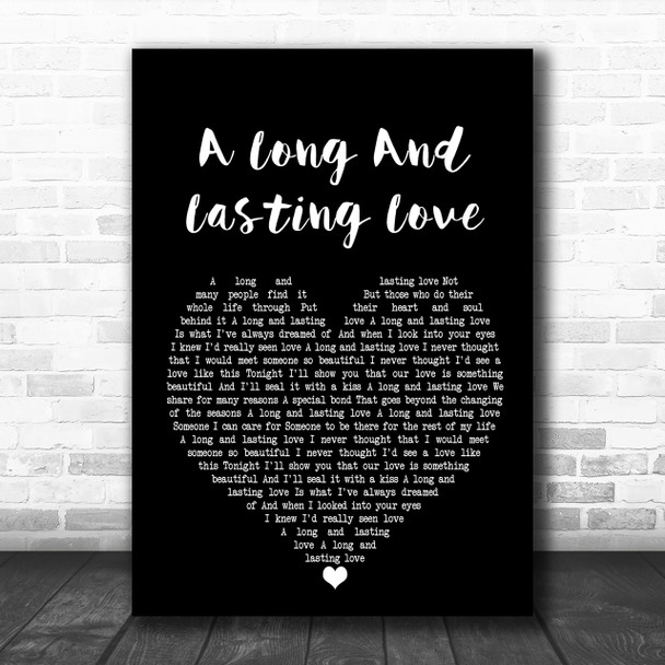 Crystal Gayle A Long And Lasting Love Black Heart Song Lyric Music Wall Art Print