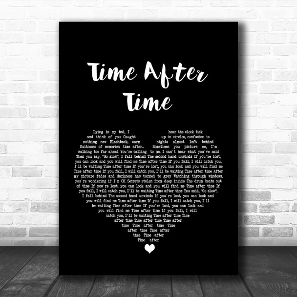 Cyndi Lauper Time After Time Black Heart Song Lyric Music Wall Art Print
