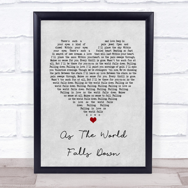 David Bowie As The World Falls Down Grey Heart Song Lyric Poster Print