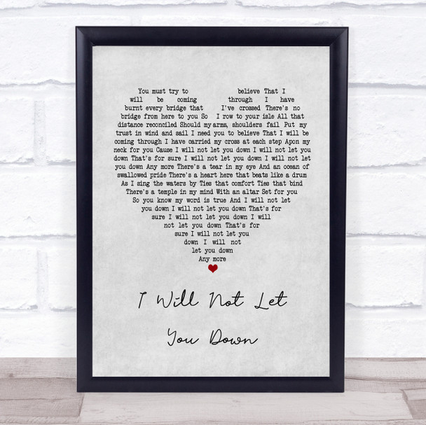 Don McGlashan I Will Not Let You Down Grey Heart Song Lyric Poster Print