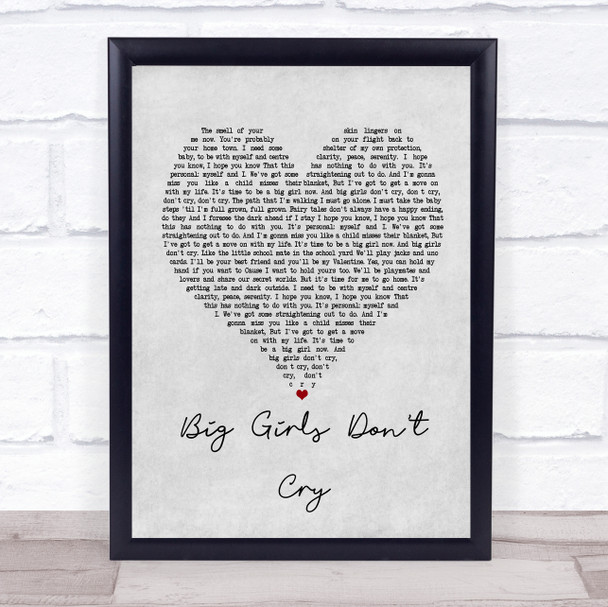 Fergie Big Girls Don't Cry Grey Heart Song Lyric Poster Print