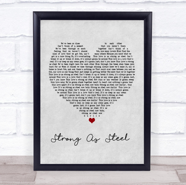 Five Star Strong As Steel Grey Heart Song Lyric Poster Print