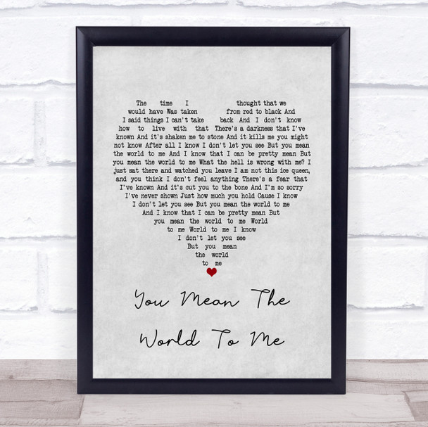 Freya Ridings You Mean The World To Me Grey Heart Song Lyric Poster Print