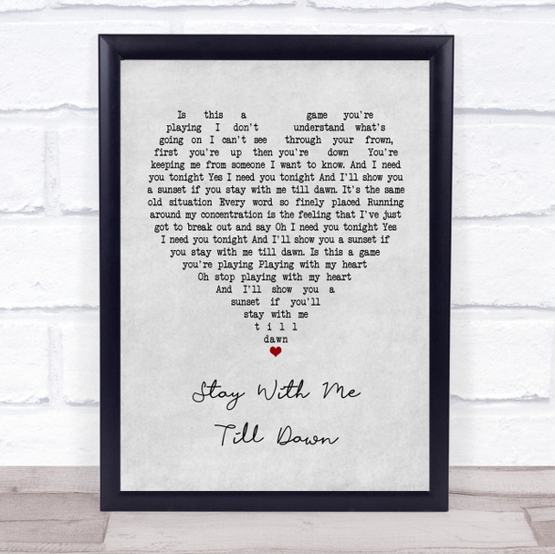 Judie Tzuke Stay With Me Till Dawn Grey Heart Song Lyric Poster Print