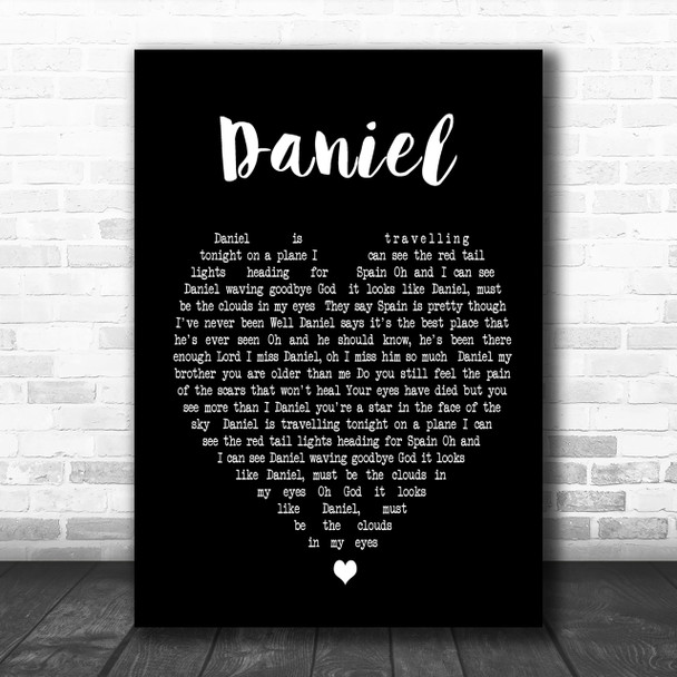 Daniel Elton John Black Heart Song Lyric Music Wall Art Print