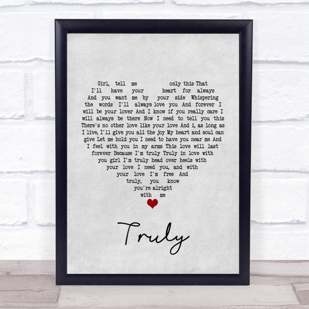 Lionel Richie Truly Grey Heart Song Lyric Poster Print