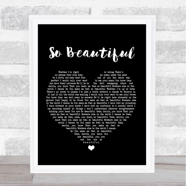 Darren Hayes So Beautiful Black Heart Song Lyric Music Wall Art Print