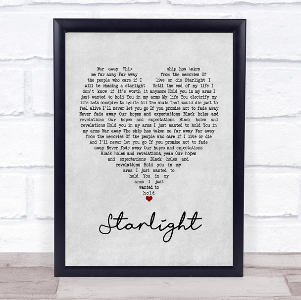 Muse Starlight Grey Heart Song Lyric Poster Print