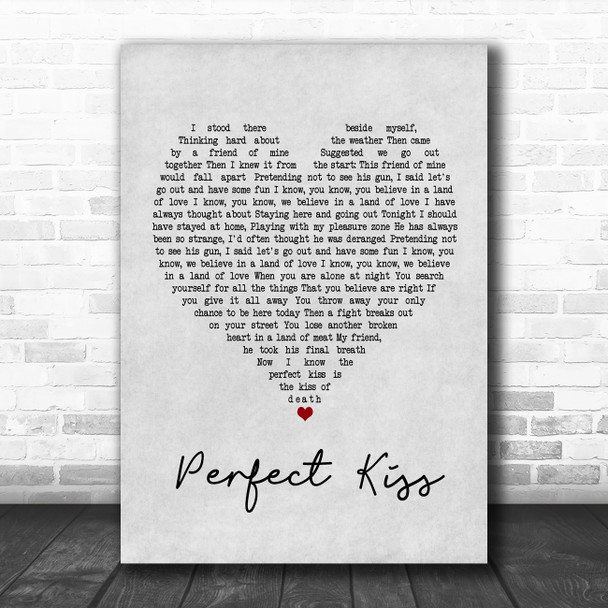 New Order Perfect Kiss Grey Heart Song Lyric Poster Print